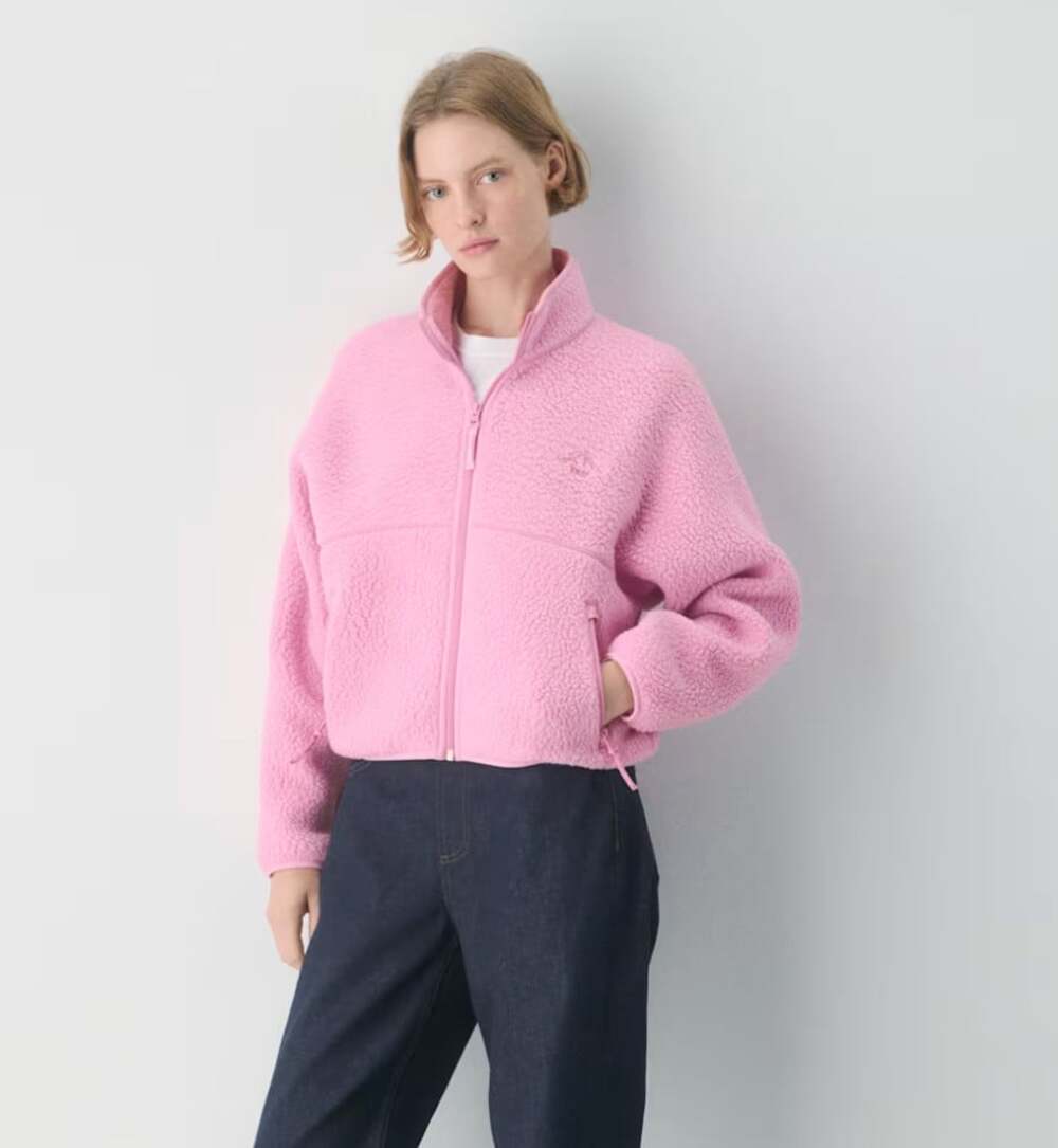 Aritzia Tna Polartec Thermal Pro Mockneck Hi-Hip Zip-Up Morganite Pink Medium